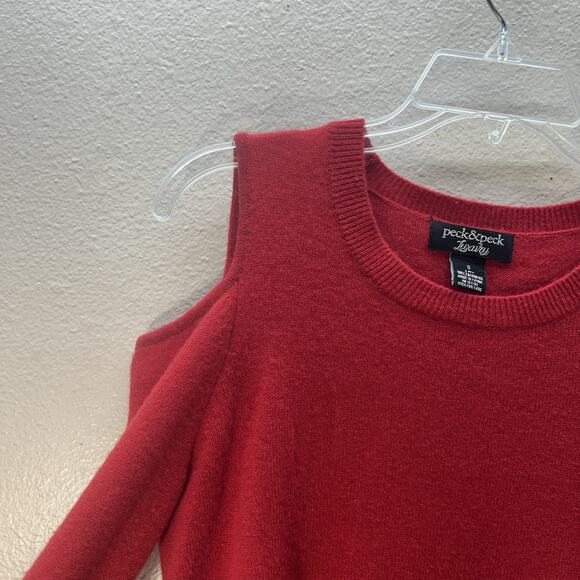 peck and peck 100% cashmere sweater Small Red Cold Shoulder Quiet Luxury Womens - Picture 3 of 5